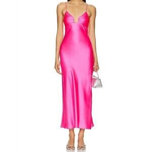 Susana Monaco Silk Maxi Slip Dress Hot Pink Square Wire Neck XL